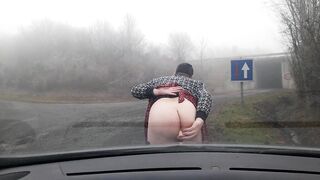 My booty with sextoy on road