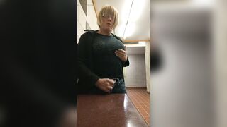 Sensualmaddy Hot Crossdresser Cumming in woman's restroom at public rest stop