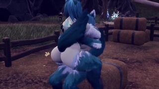Yiff futah having sex with yiff woman in wild and having wild sex with loud groans and getting cream pie in the end