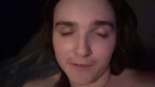 Trans cutie masturbates, squirts into her tea and drinks it